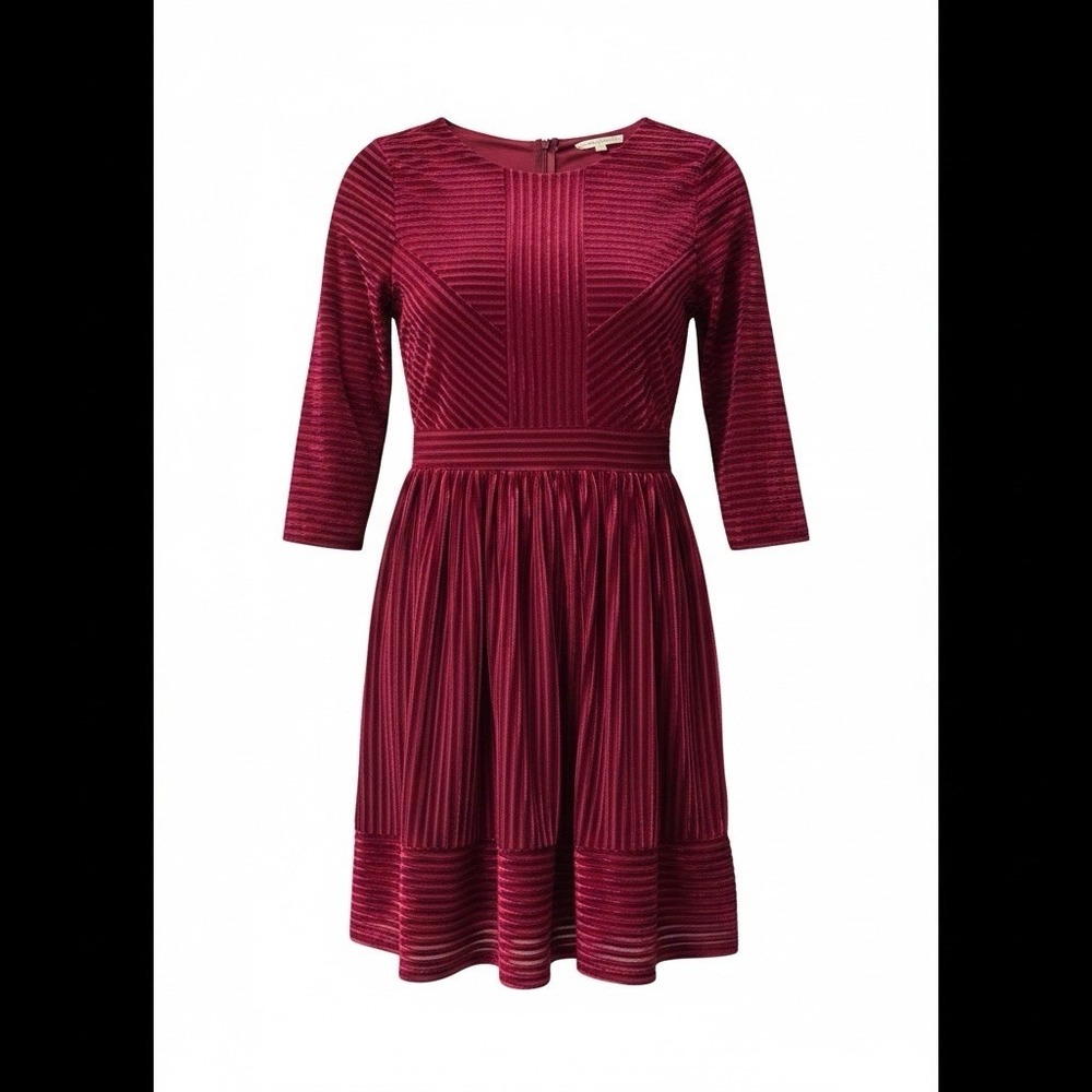 Copper Key Lined Dress Women’s Size Small Dark Pink Berry Striped Velvet Velour